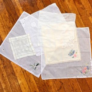 Vintage handkerchiefs/fabric cottage core set